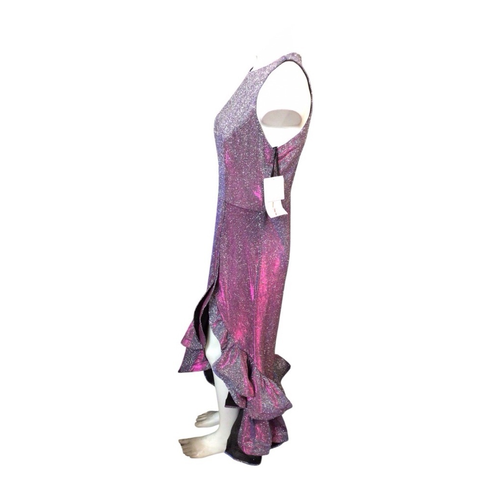Betsy & Adam Pink and Silver Asymmetrical Sheath Dress NWT size 12P - Picture 3 of 10